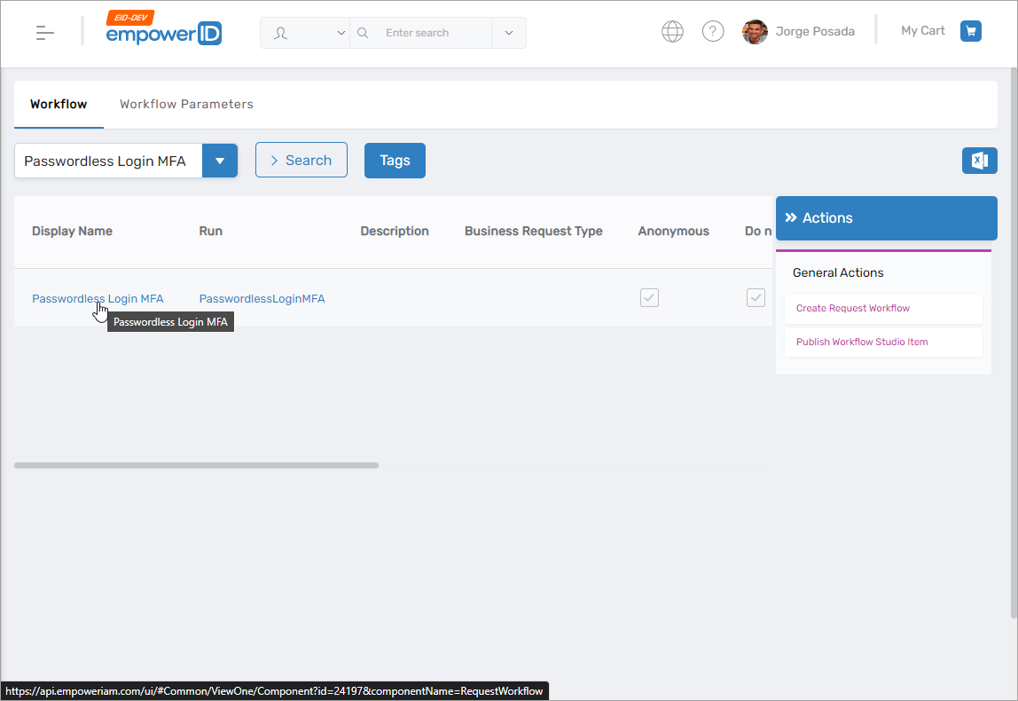 Passwordless Login MFA Workflow