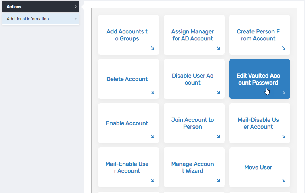 Edit Vaulted Account Password action