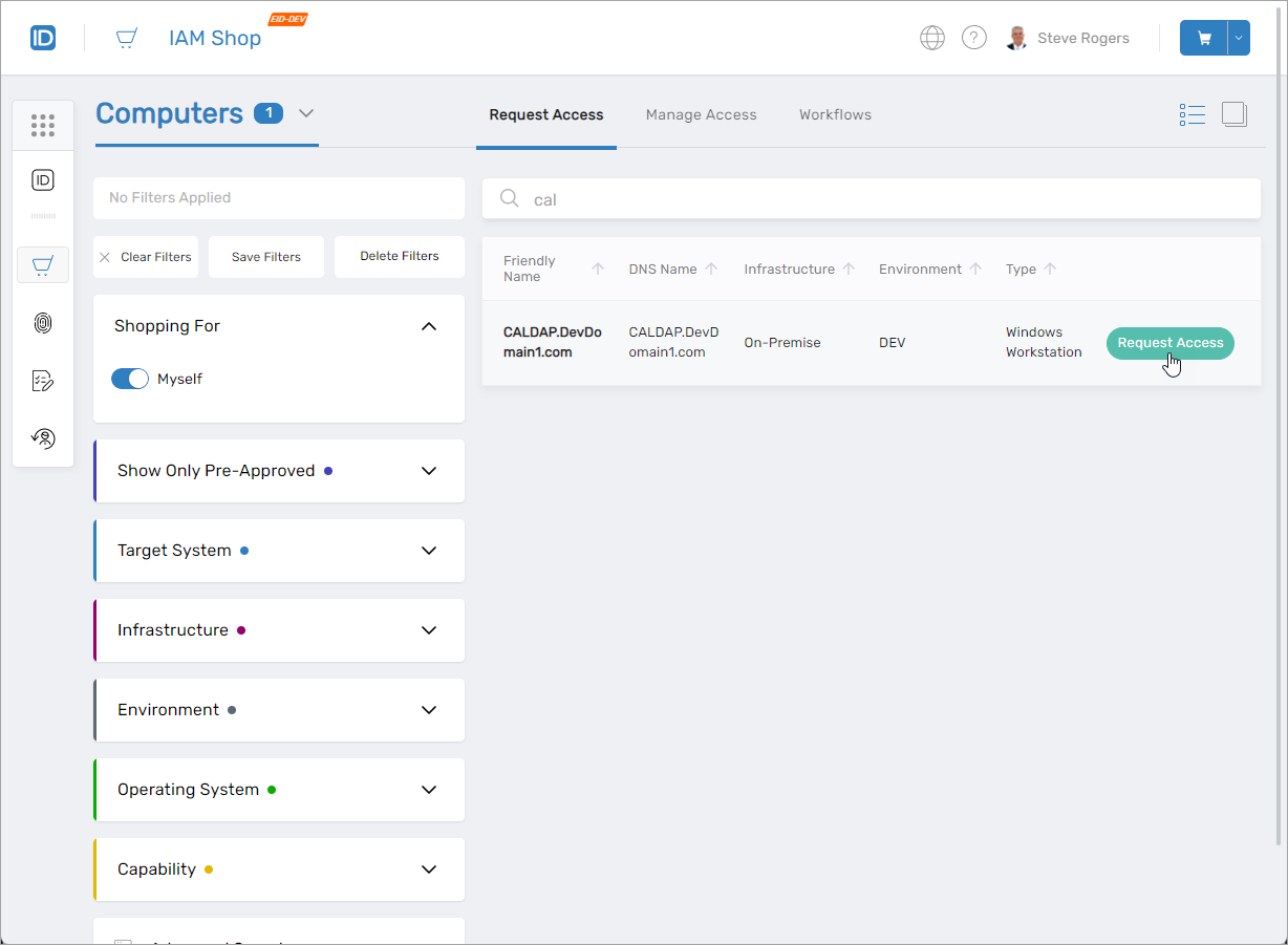 Request access button