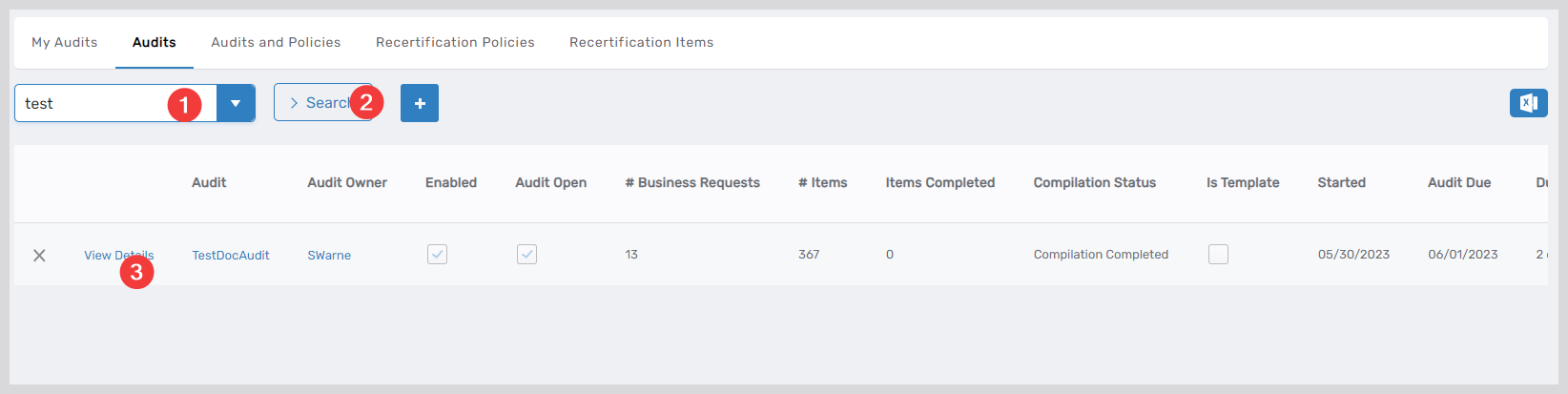 Open Audit Details Page