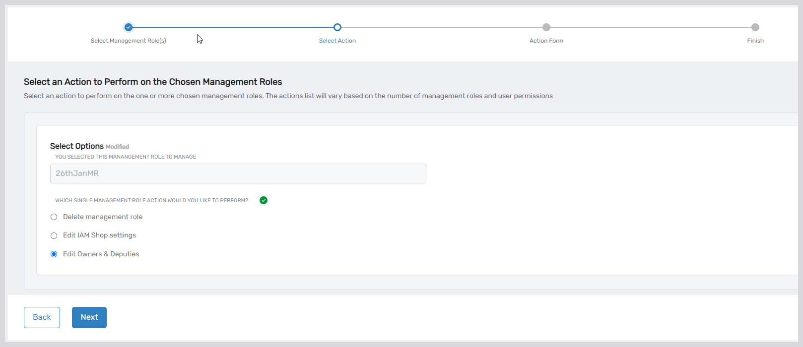 Management Role wizard interface