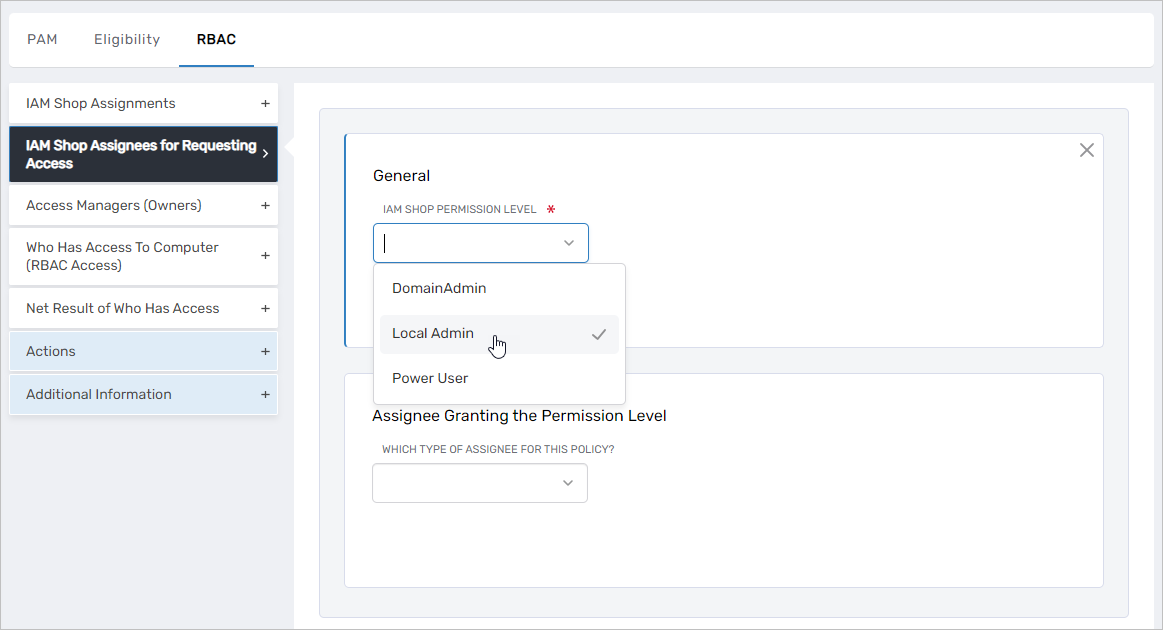 Select Permission Level