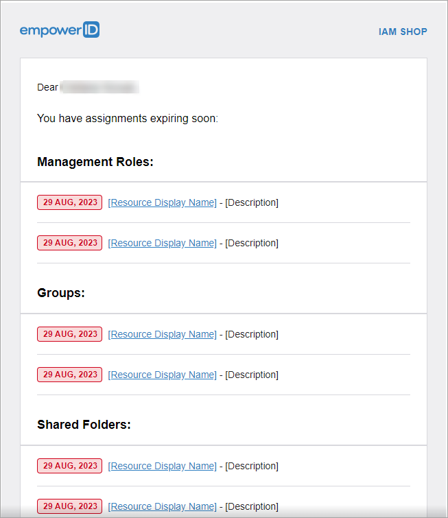 Expiring access notification