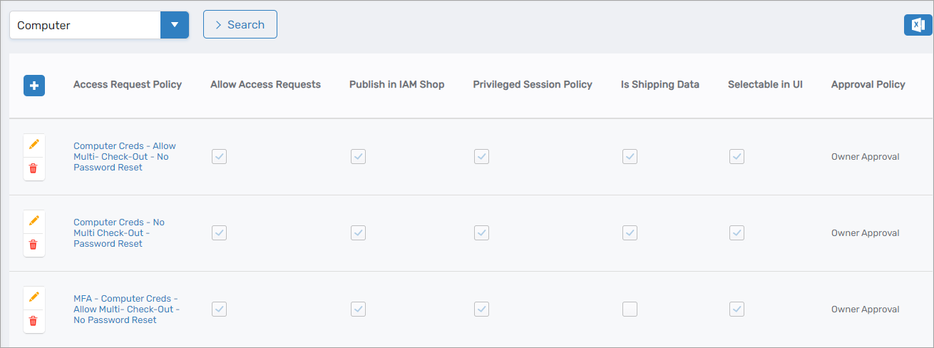 Pre-configured Policy UI