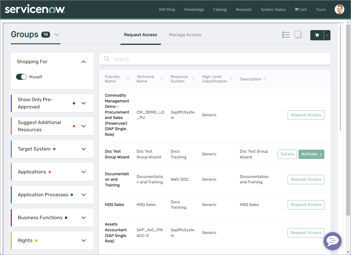 ServiceNow integration interface
