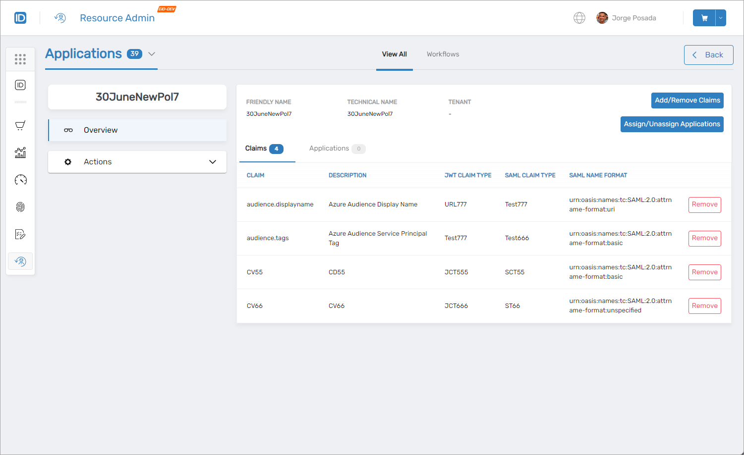 Claims Mapping policies interface