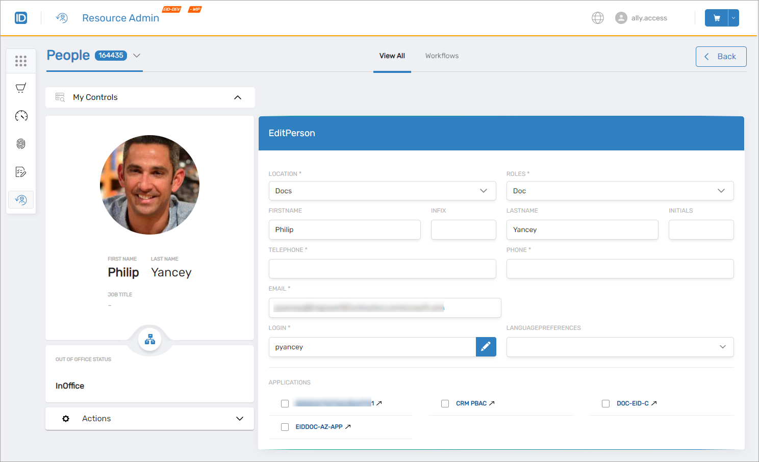 People management interface