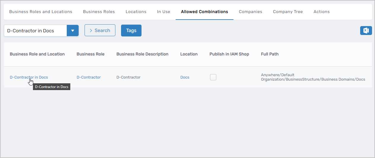 Business Role and Location Link
