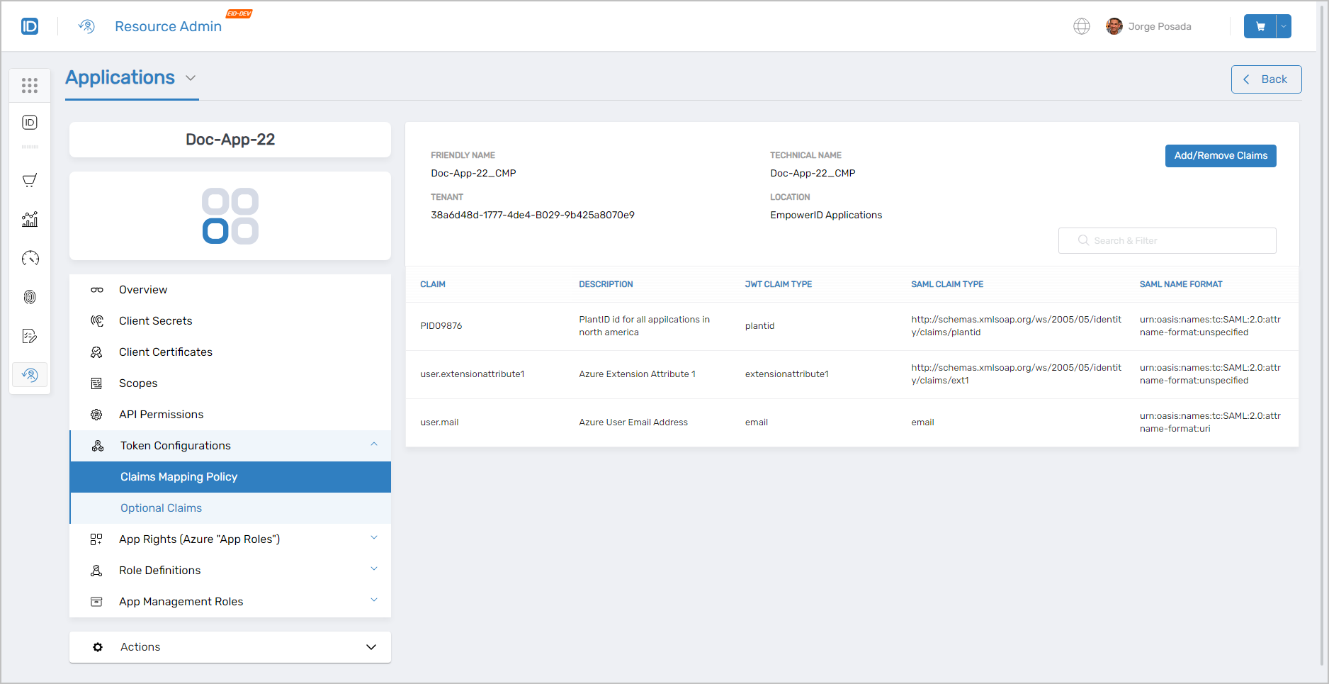 Token Configurations Tab
