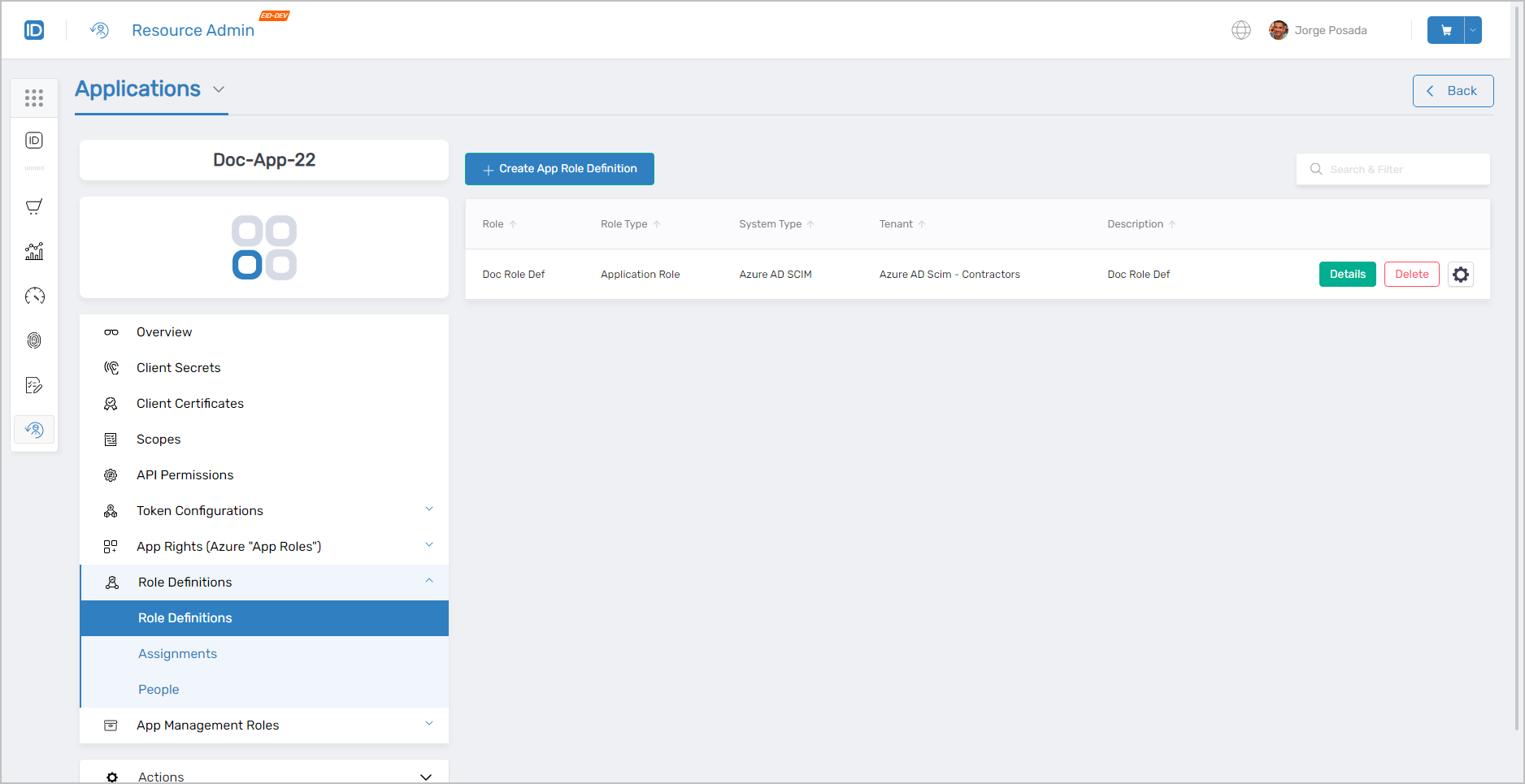 Role Definitions Tab