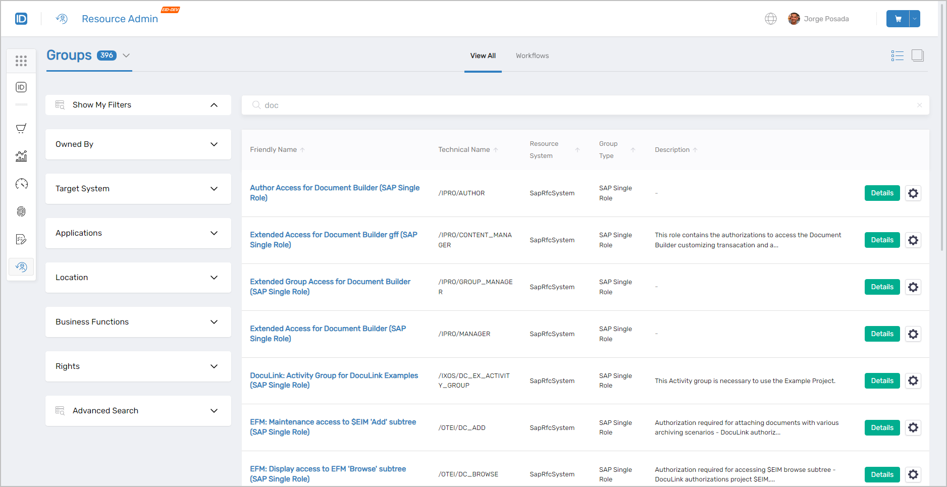 Groups Page Interface