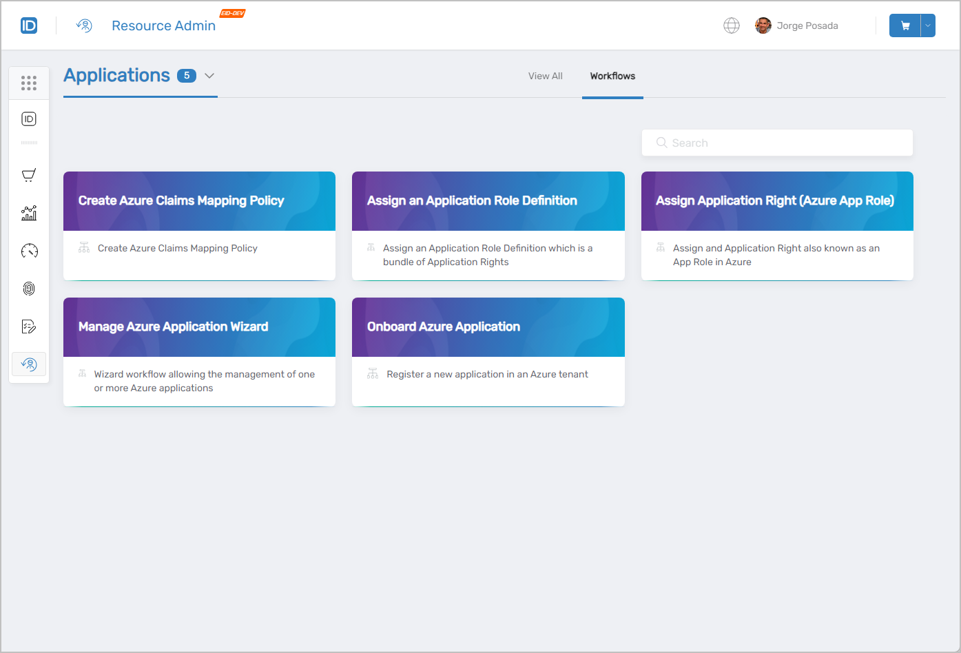Application Workflows Page