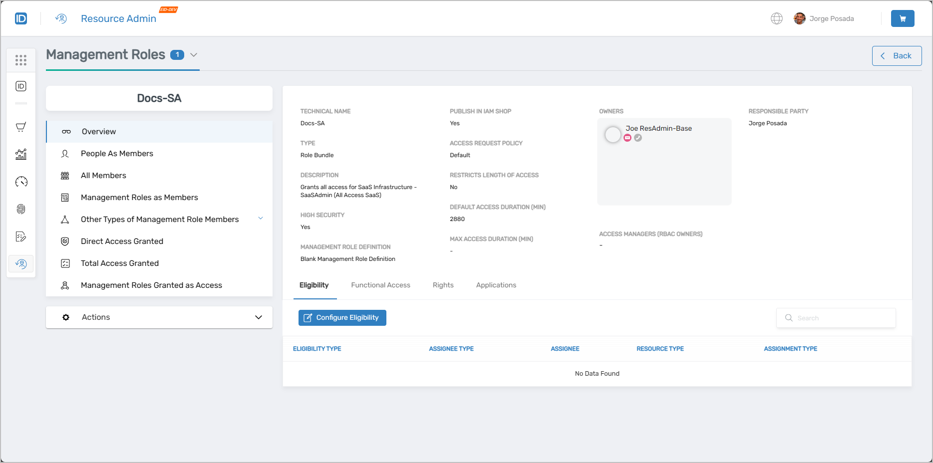 Management Role Overview Page