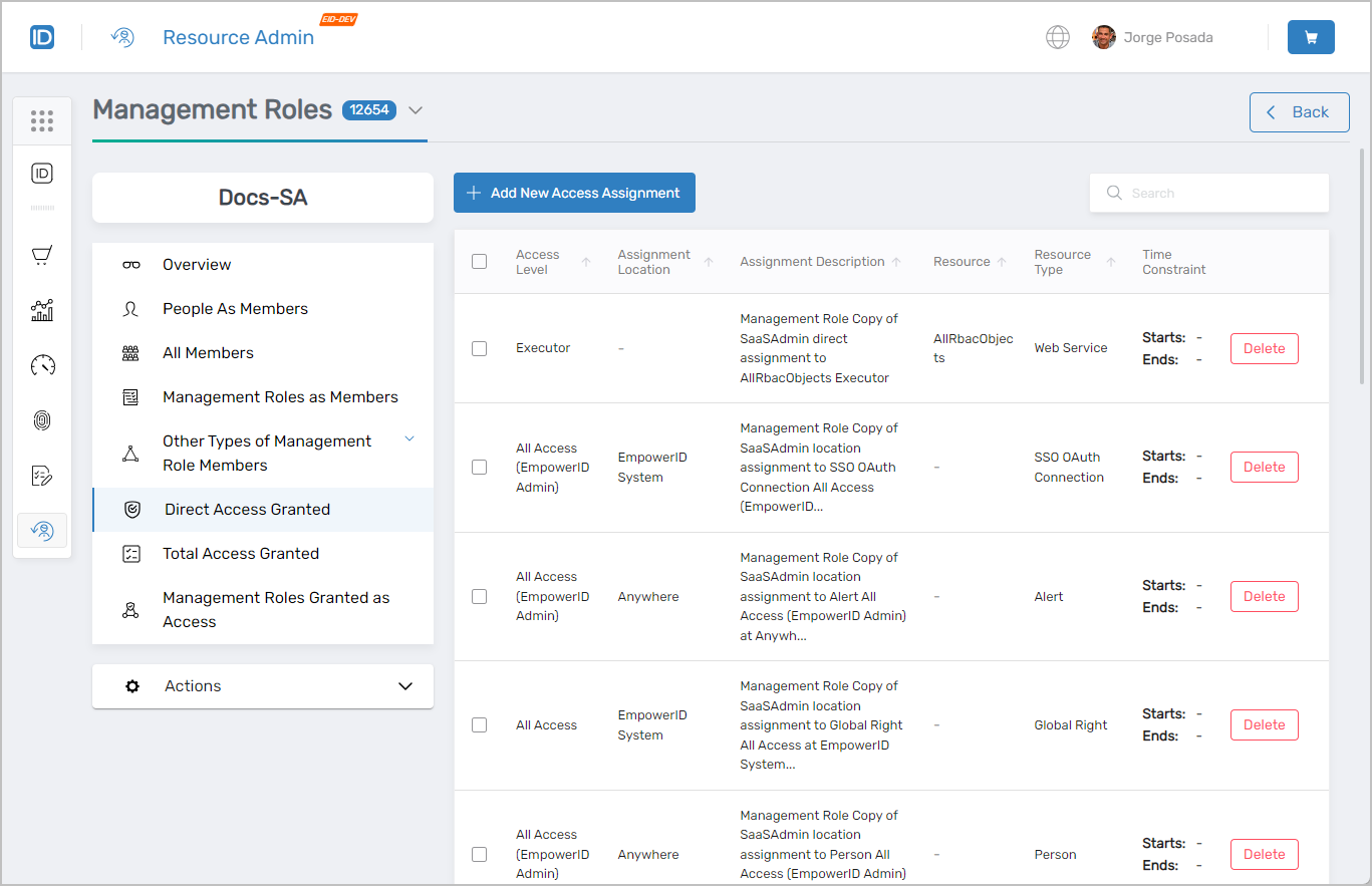 Direct Access Granted Tab
