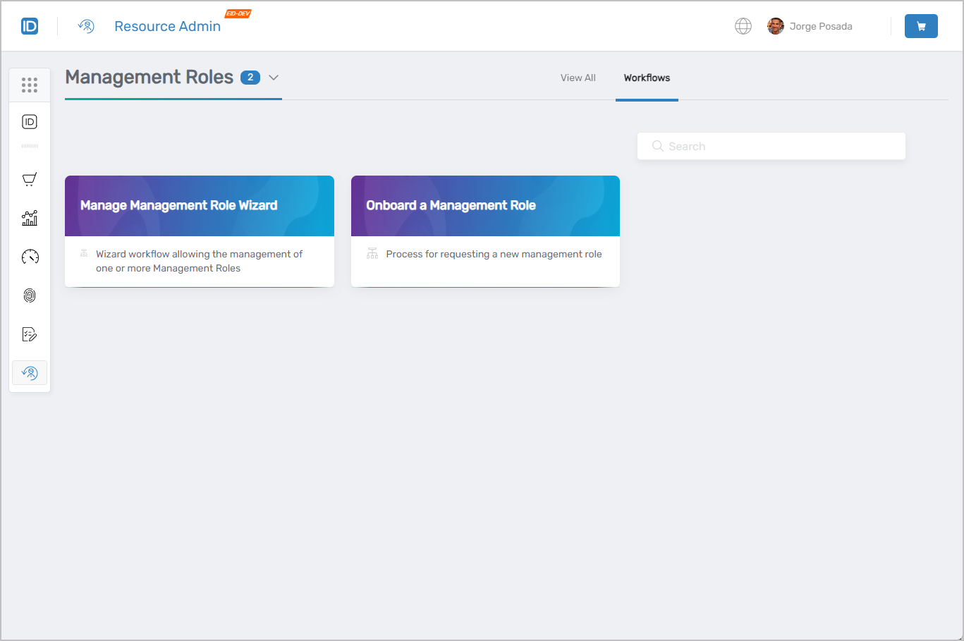 Management Roles Workflows Page