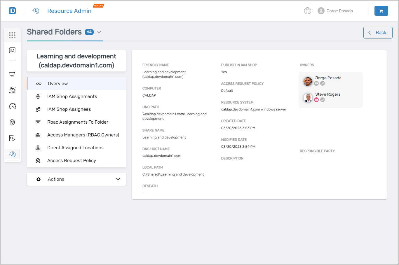 Shared Folder Overview Page