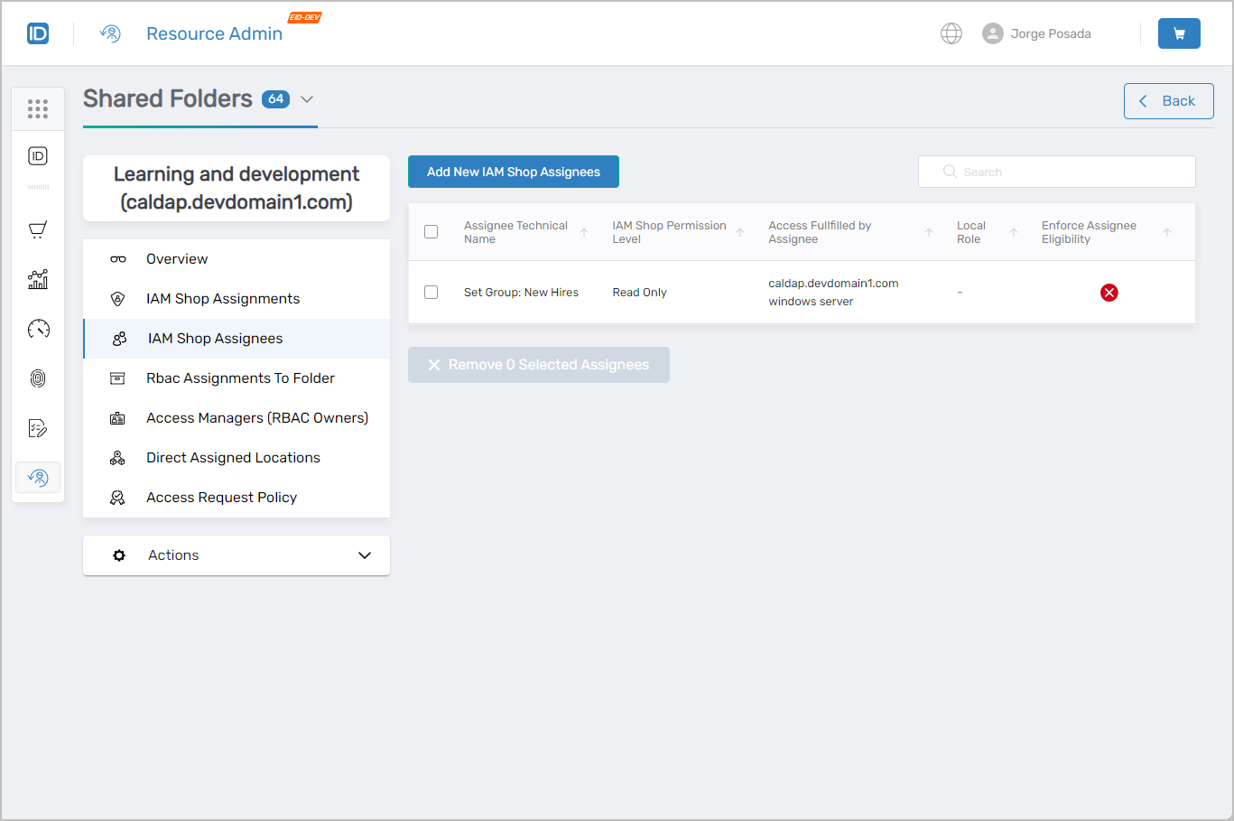 IAM Shop Assignees Tab