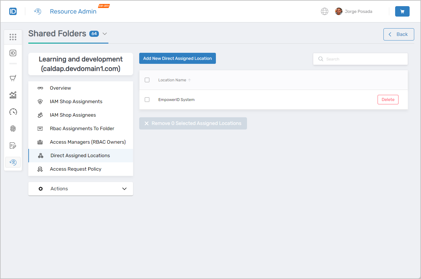 Direct Assigned Locations Tab