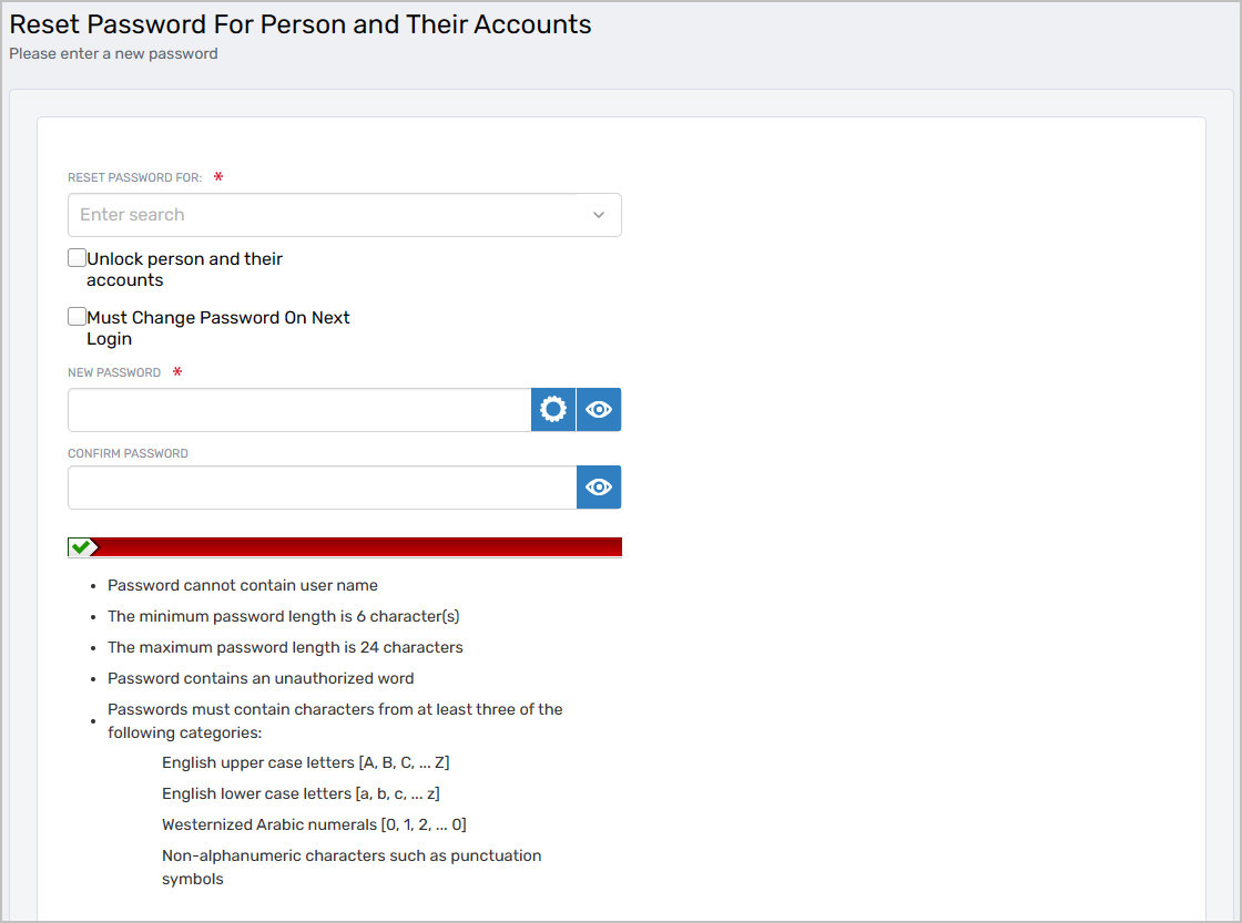 Reset Password Form