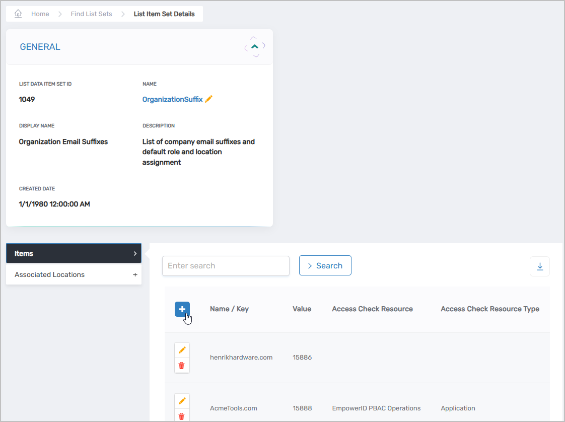 Add button in Items accordion