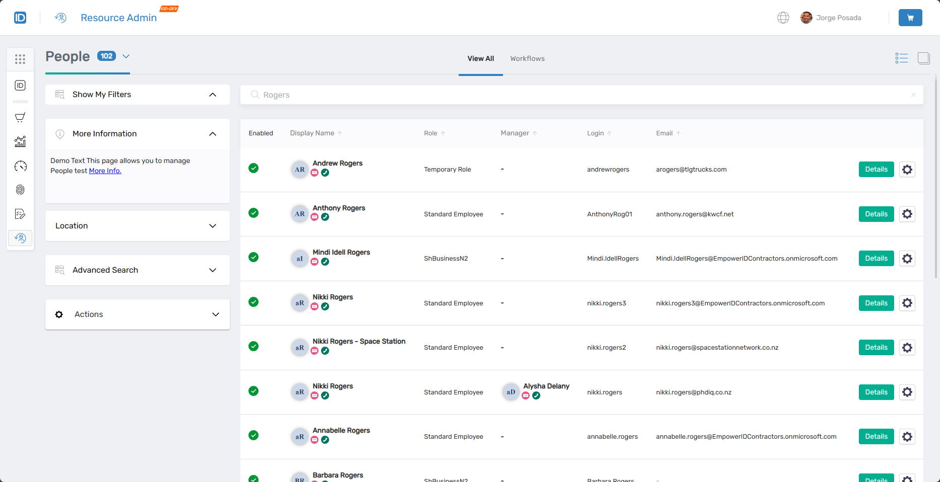 People Page Interface