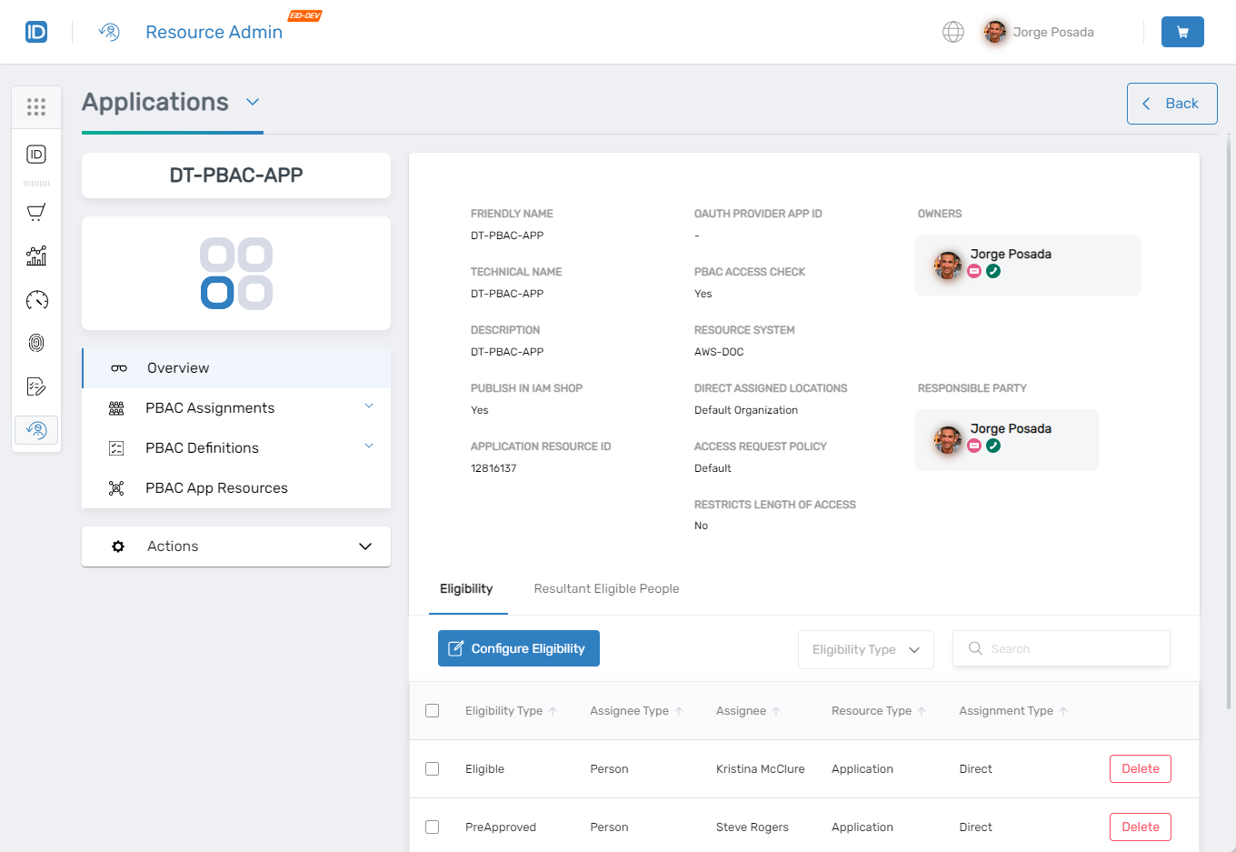 Application Overview page
