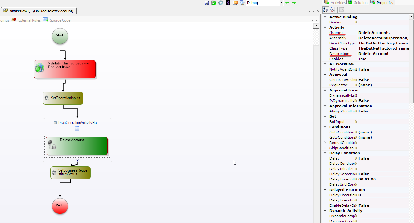 Configure operation activity