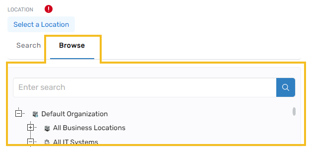 Browse tab in Location Tree Viewer