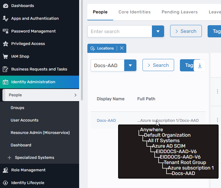 Tree structure hover view