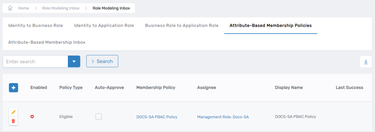 Policy in grid after creation