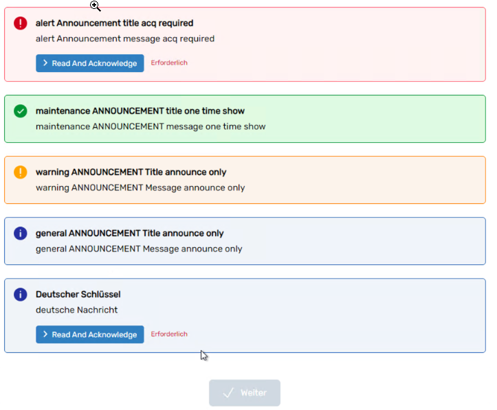EmpowerID Announcements interface