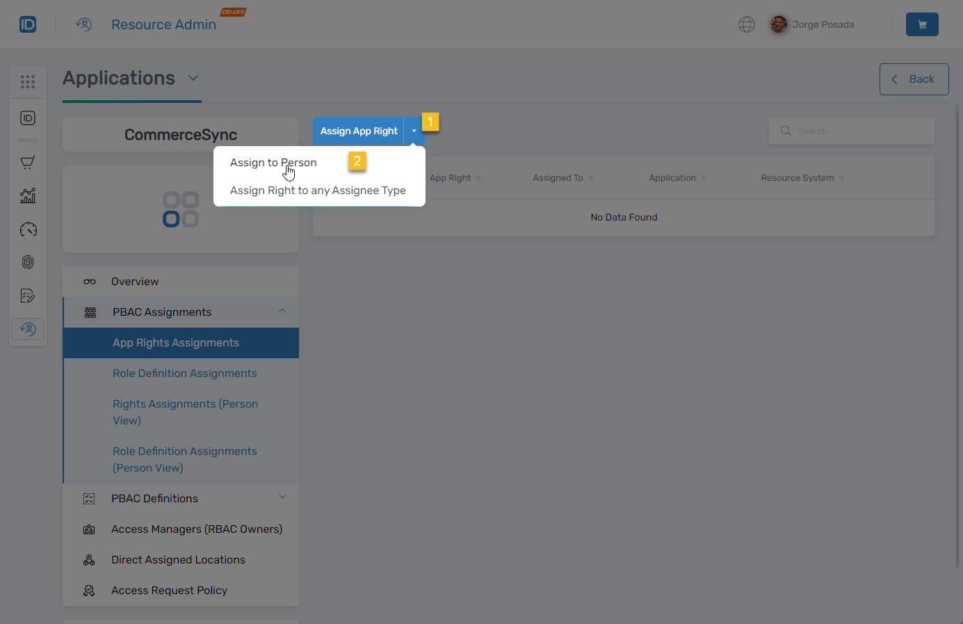 Assign to Person dropdown option