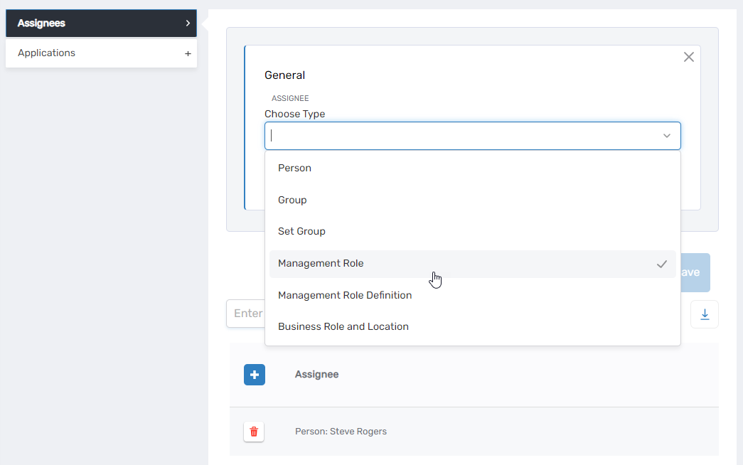 Select Assignee Type