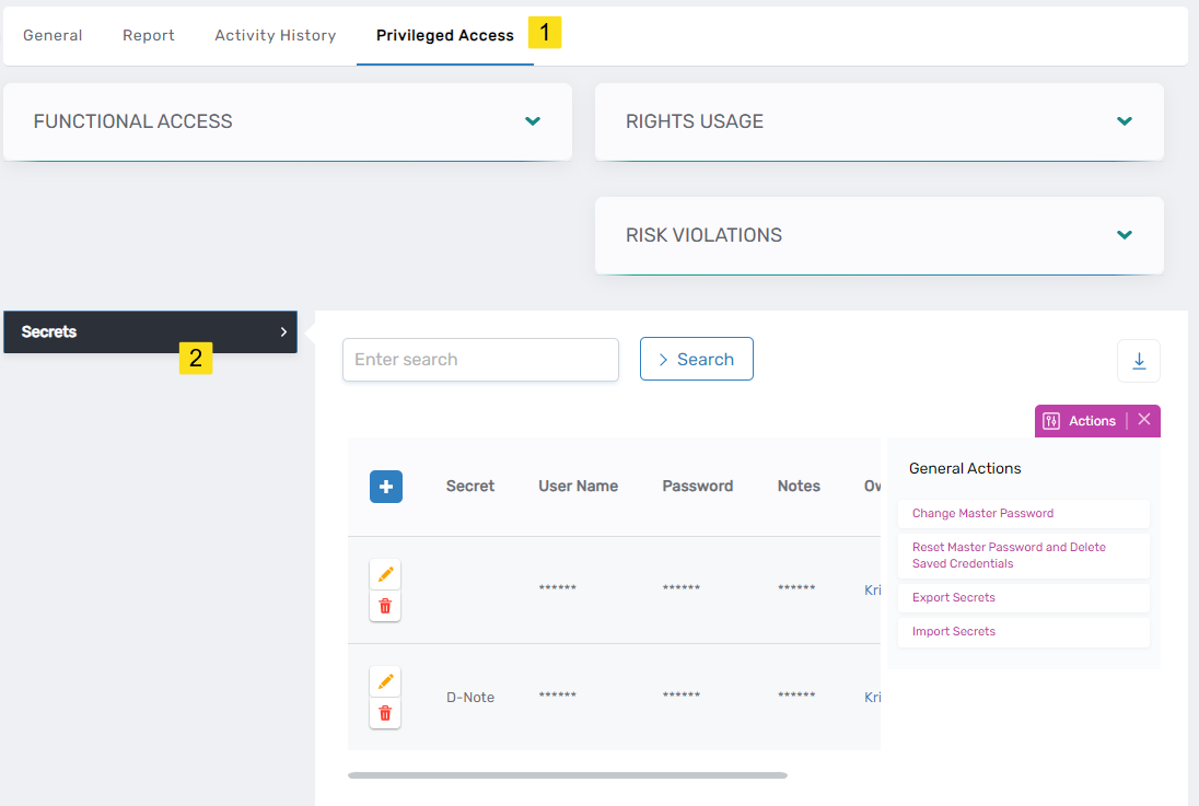 Privileged Access Tab