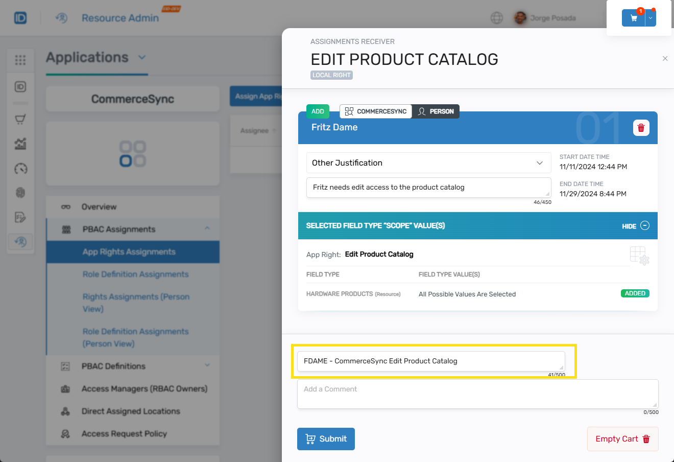 Business Request Name