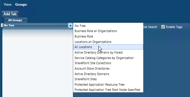 Select location tree