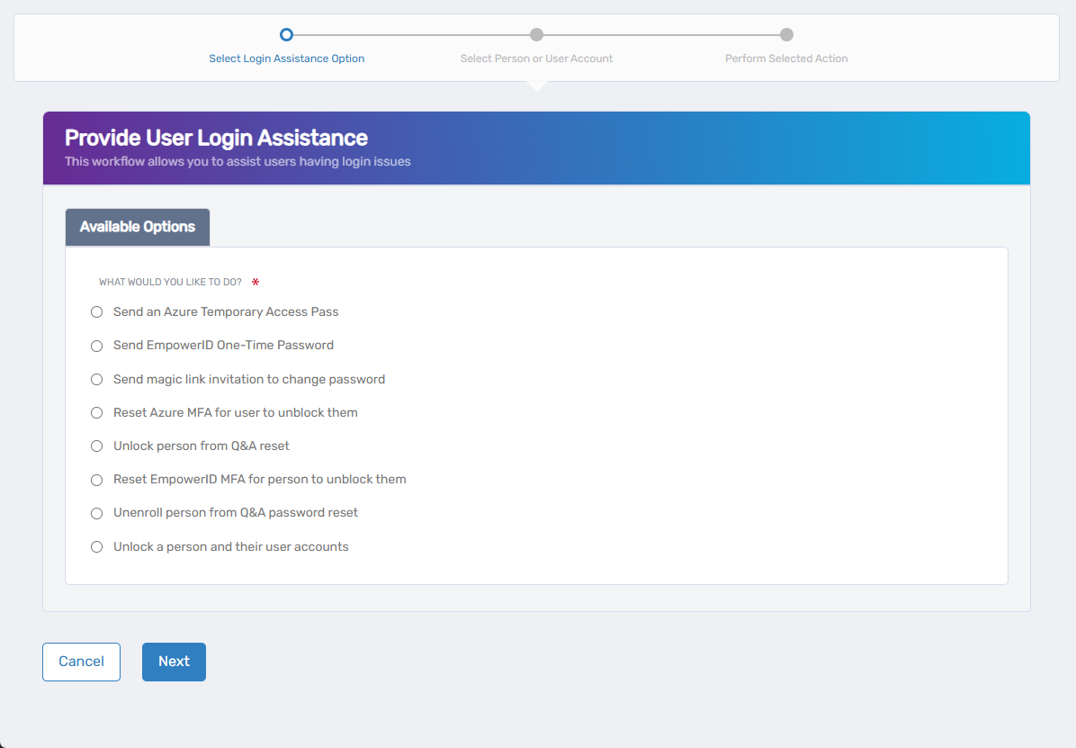 Login Assistance Wizard