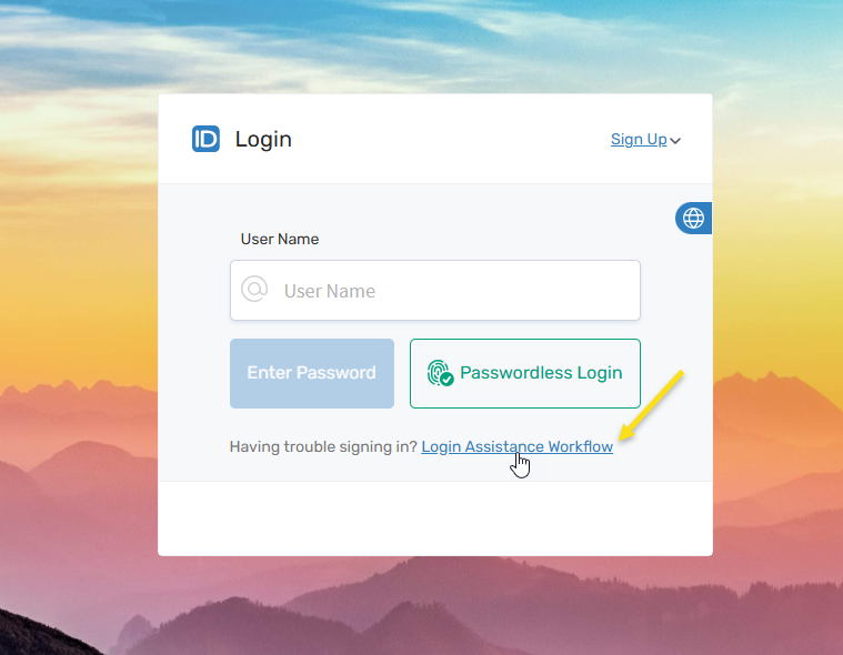 Login Assistance Button