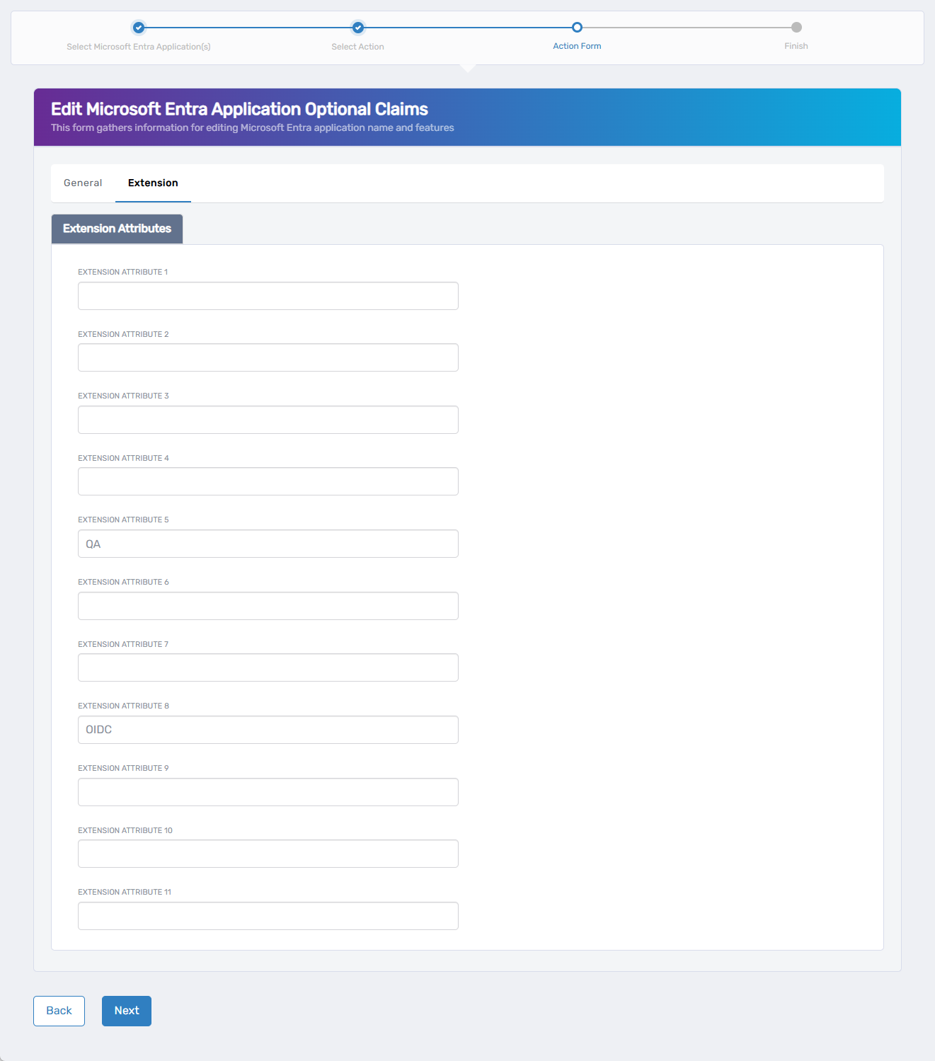 Edit Optional Claims – Extension Tab