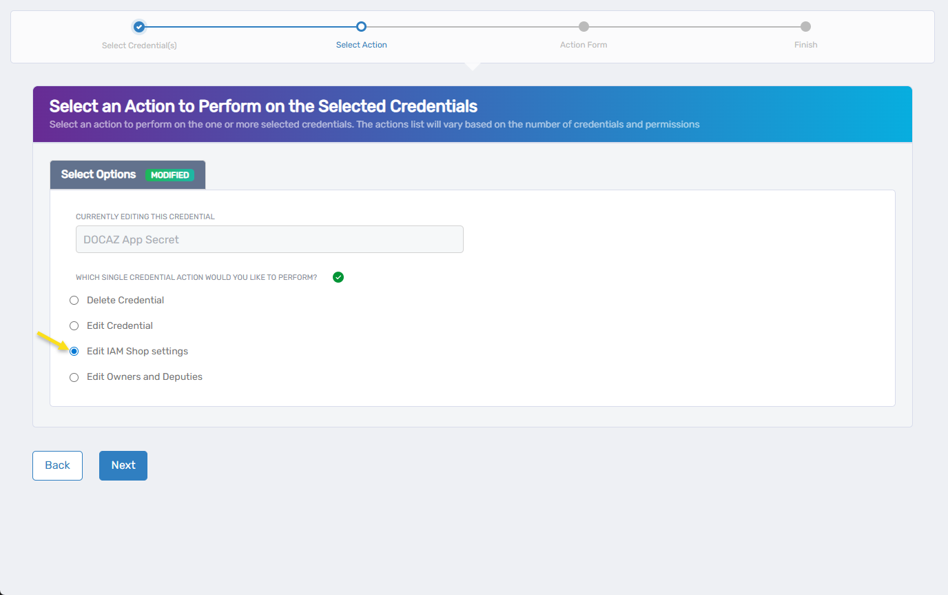 Edit IAM Shop Settings