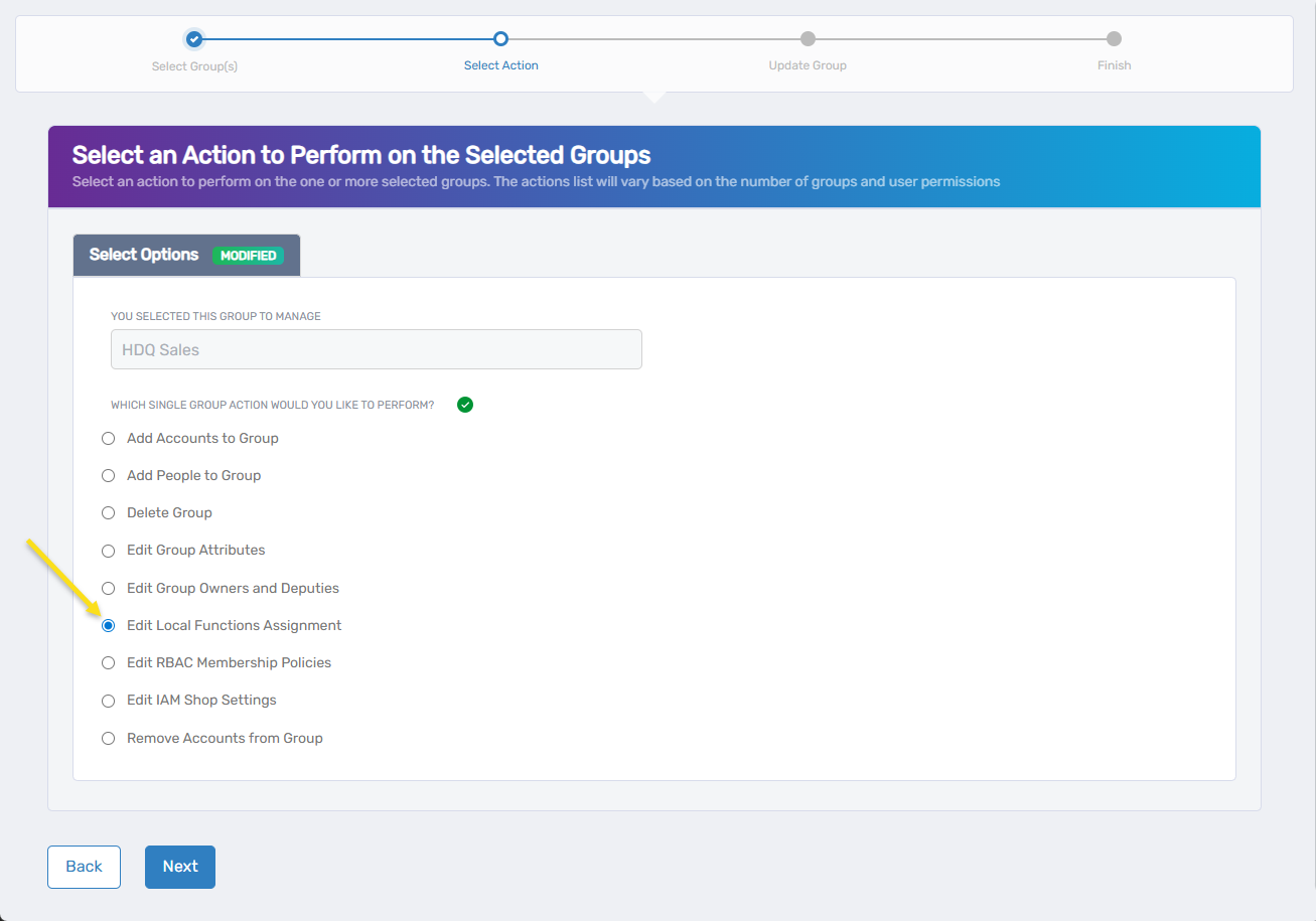 Edit Local Functions Assignment Action