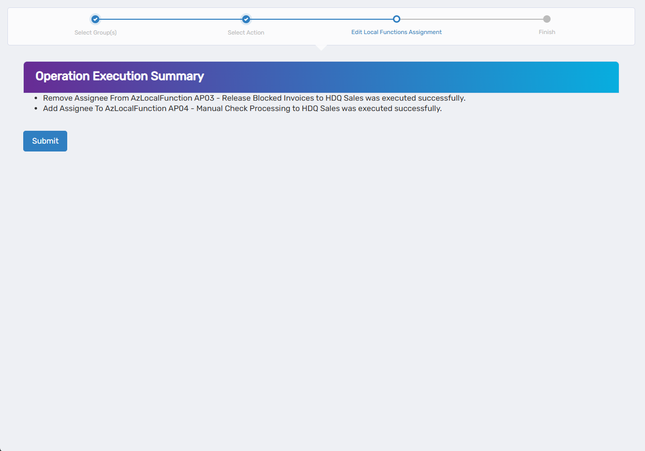 Operation Execution Summary