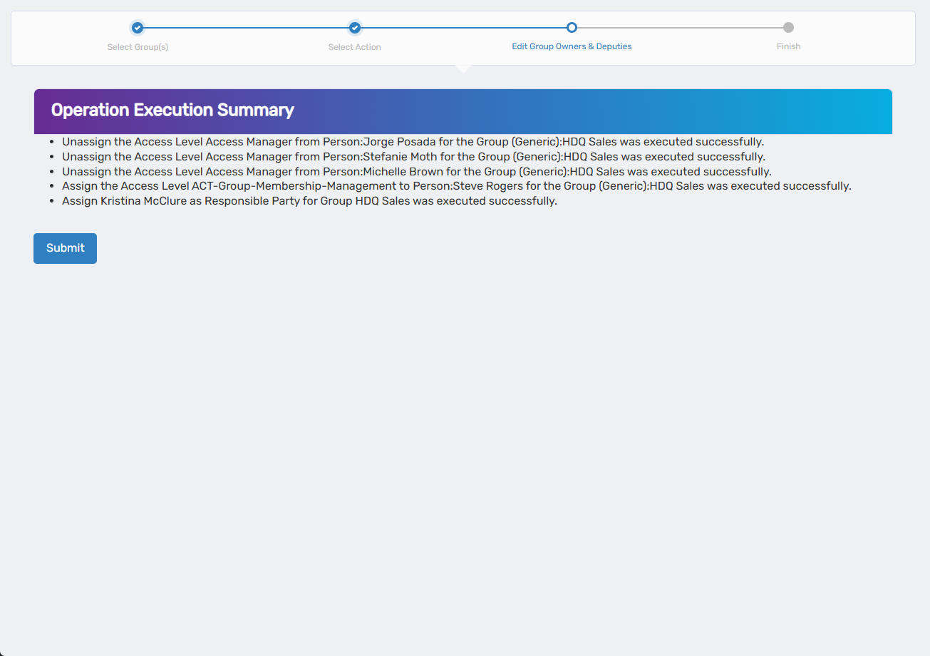 Operation Execution Summary