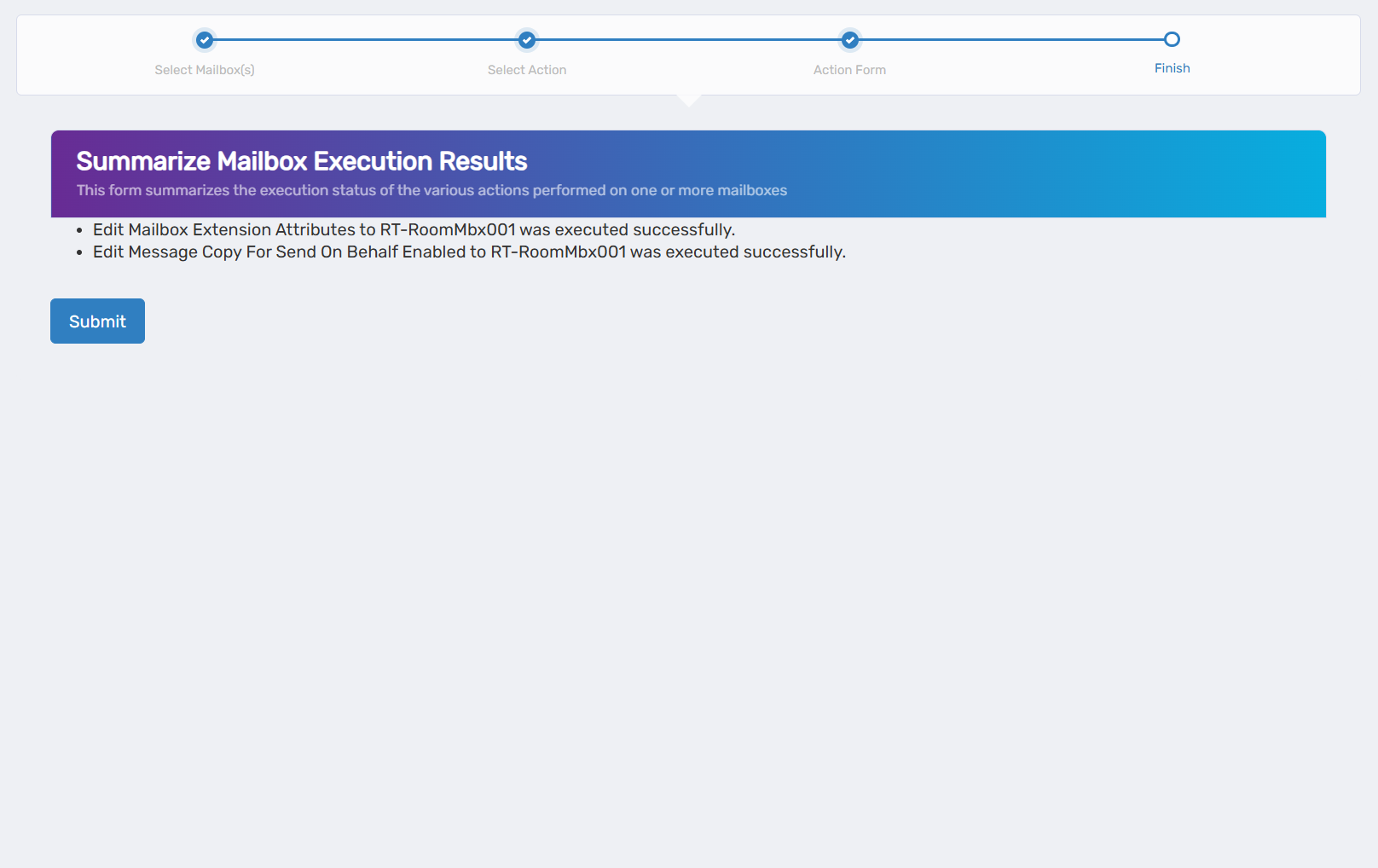 Operation Execution Summary