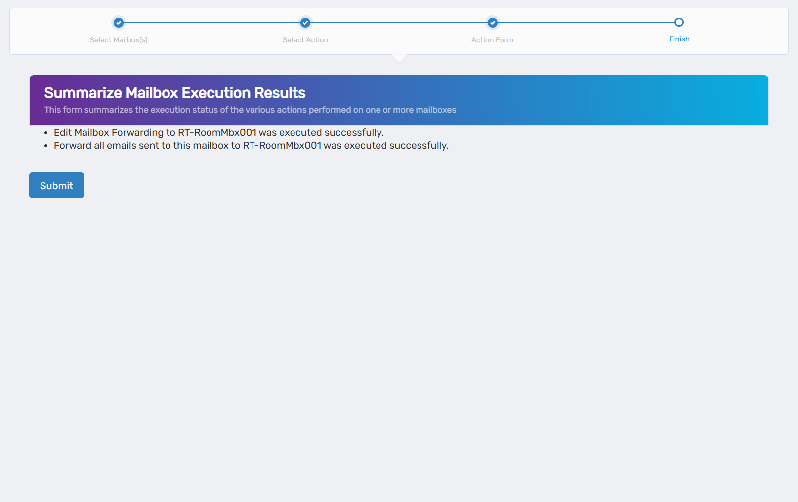Operation Execution Summary