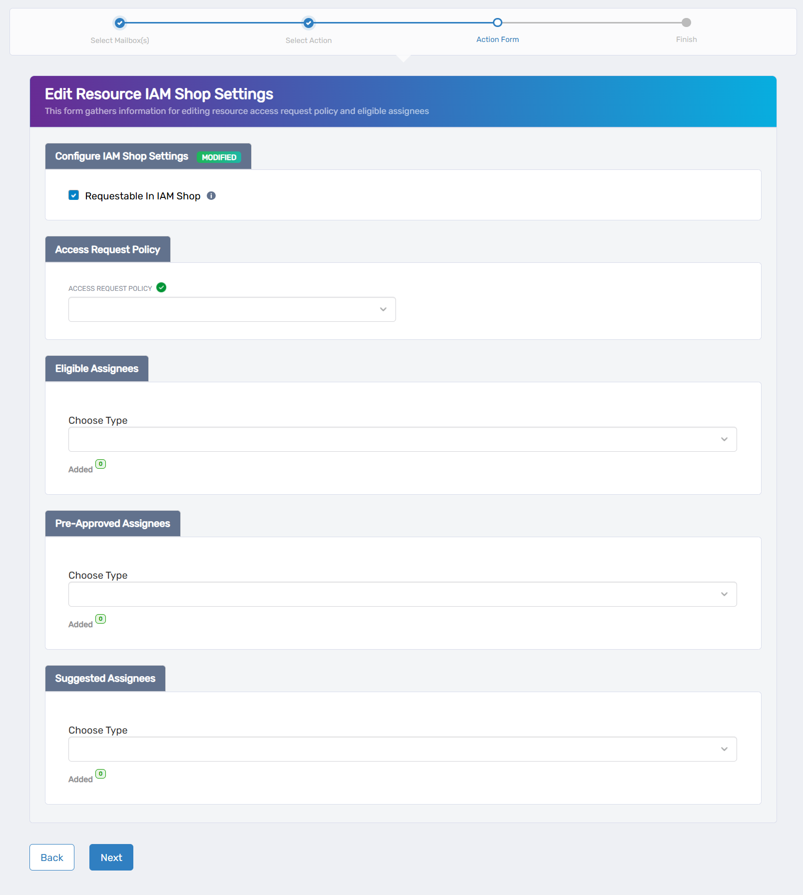 Edit IAM Shop Settings Form