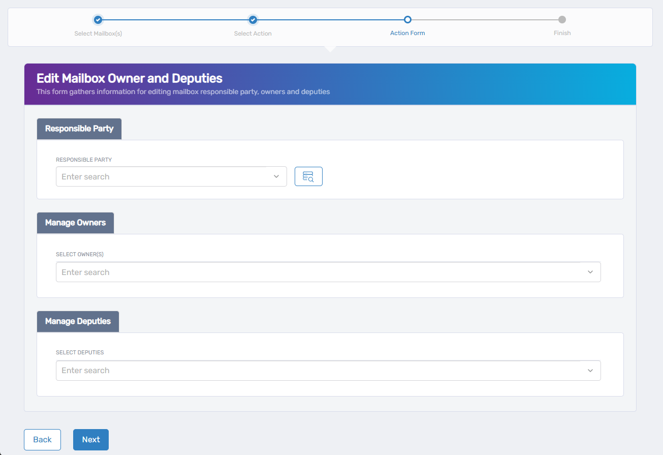 Edit Mailbox Owners and Deputies Form
