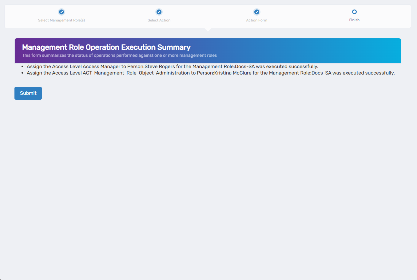 Operation Execution Summary