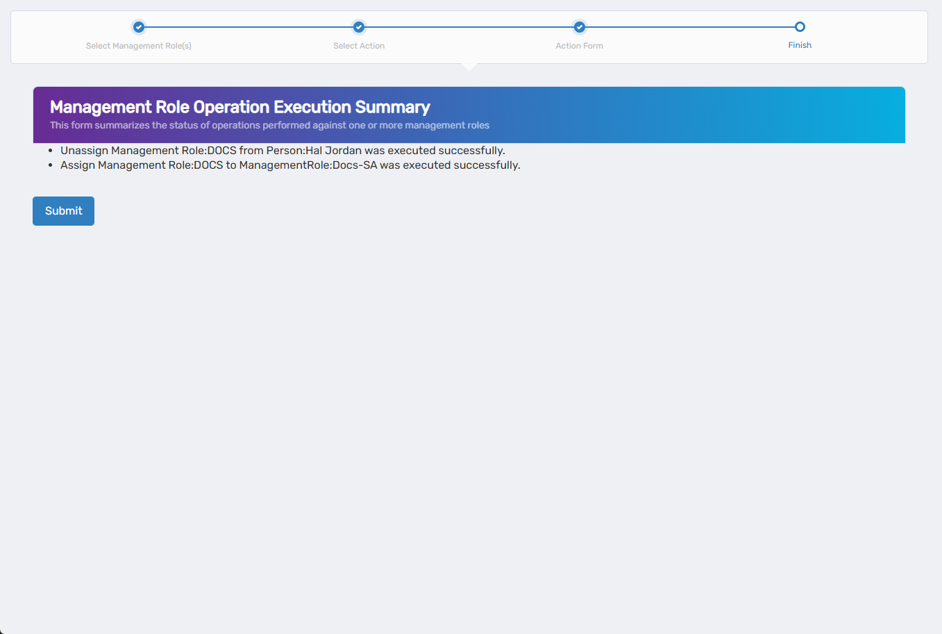 Operation Execution Summary