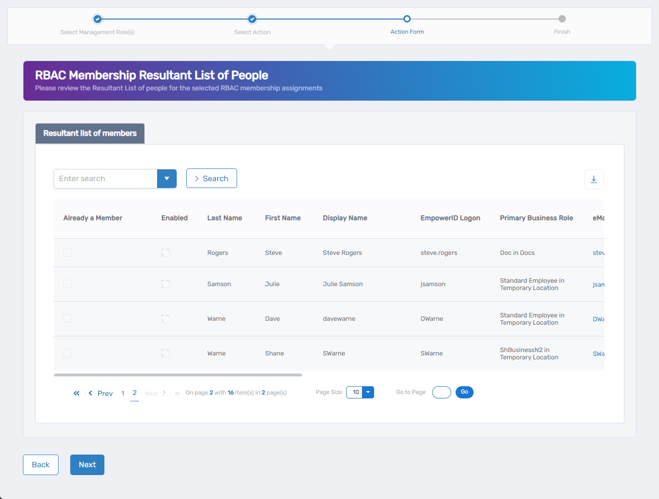 RBAC Membership People List
